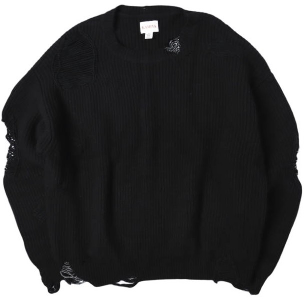 KAMIYA カミヤ 24AW Super Repair Knit Pullover スーパーリペアニットプルオーバー G13PO058 L BLACK MYne MAISON MIHARA YASUHIRO