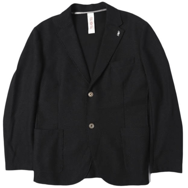 BOB ボブ イタリア製 ハニカムメッシュジャケット 07433128-1005 48 BLACK 2B テーラード アウター