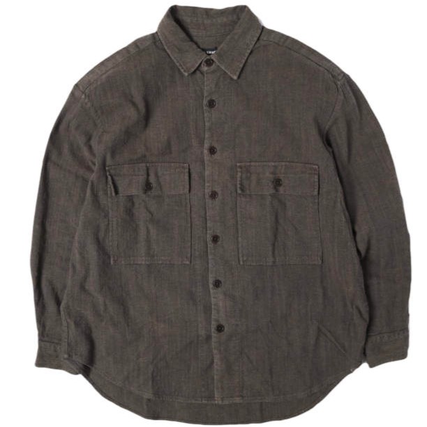 evan kinori エヴァンキノリ アメリカ製 Big Shirt ビッグシャツ M Brown 長袖 トップス