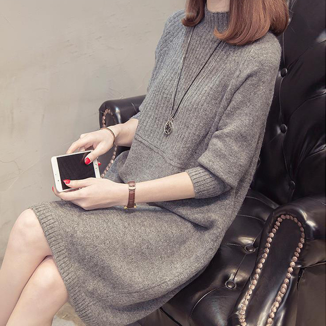 ニットワンピース 冬 レディース 膝丈 ニット ワンピース おしゃれ 長袖 チュニック ロングセーター 秋冬 ニットソー ゆったり ハイネッの通販はau Pay マーケット Prism One Au Pay マーケット店