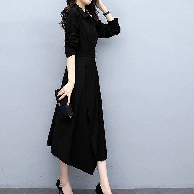 冬バーゲン ロングワンピース シャツ 長袖 レディース Aライン 無地 襟付 ロングワンピース Gardenlife Com Au