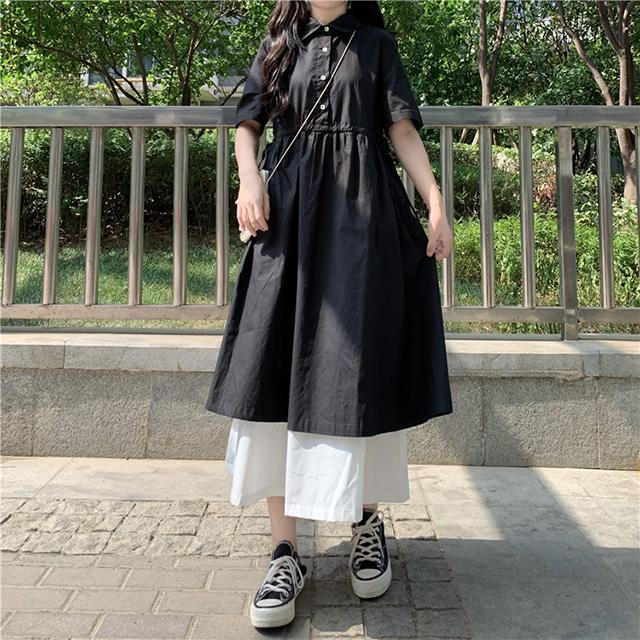 大きいサイズのレディースシャツワンピース Aライン ロングワンピース スト 無地 半袖 マキシワンピース 襟付き ロング フレア 春夏の通販はau Pay マーケット Prism One Au Pay マーケット店