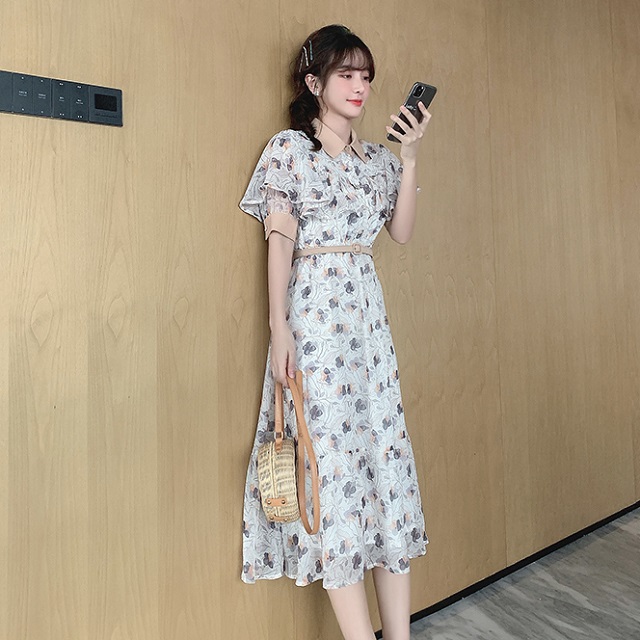 シャツワンピース ロング丈 半袖 大人かわいい 肩フリル ワンピース 花柄 ウエストマーク フェミニン 春夏 パステルカラーの通販はau Pay マーケット Prism One Au Pay マーケット店