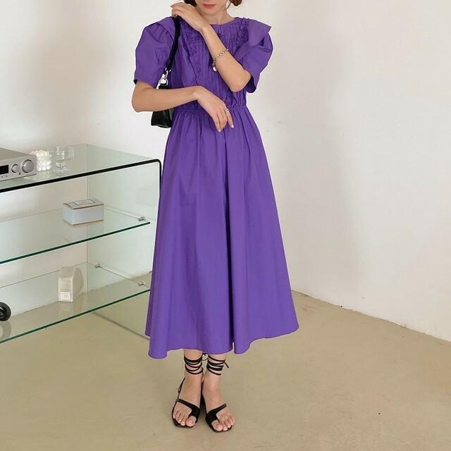 人気トレンド シャツワンピース ロング丈 半袖 大人かわいい 肩フリル ワンピース ポリエステル ラウンドネック 無地 刺繍 大きいサイズ 黒 セール開催中 Carlavista Com