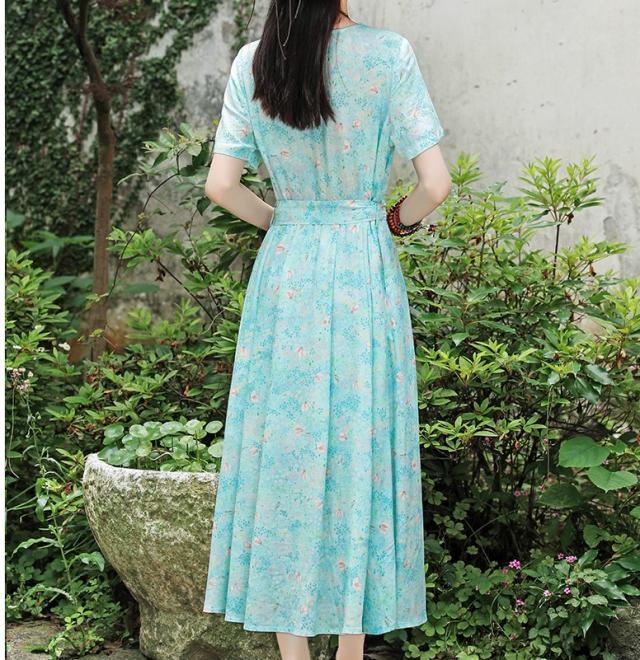 人気no 1 本体 カシュクールワンピースロング 半袖 マキシワンピース 花柄のワンピース リネン コットン マキシ丈 ラウンドネック きれいめ 新作 Carlavista Com