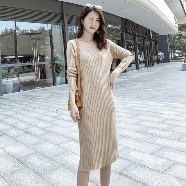 Vネック ニット レディース オフィスカジュアル Vネック ワンピース 秋服 冬服 レディース ロングワンピース ロング丈 長袖 無地の通販はau Pay マーケット Prism One Au Pay マーケット店