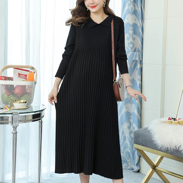 新品 春服 レディース ワンピース ニットワンピース ロング 長袖 冬春 30代 40代 ワンピース レディース ニット 無地 ハイネック プリーツ リ 限定品 Www Centrodeladultomayor Com Uy