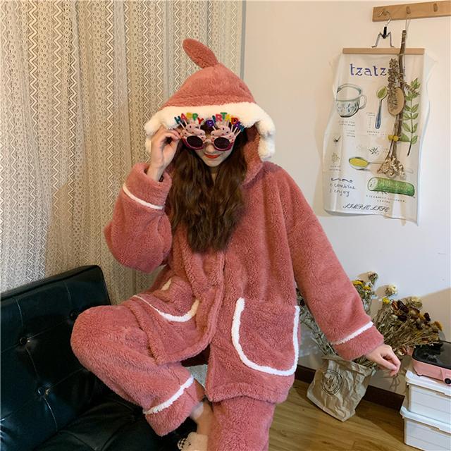 パジャマ もこもこ モコモコルームウェア パーカー レディース かわいい ルームウェア 冬 もこもこワンピース 寝巻き 大人可愛い フードの通販はau Pay マーケット Prism One Au Pay マーケット店