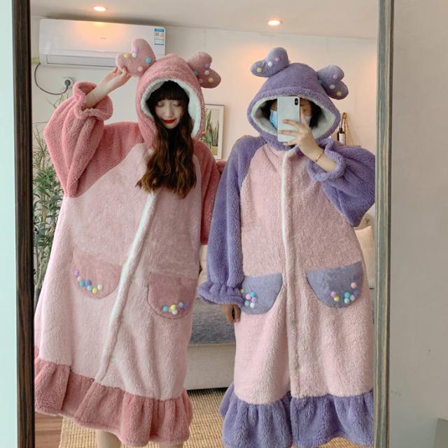 選べるサイズ展開 パジャマ もこもこ モコモコルームウェア パーカー レディース かわいい ルームウェア 冬 もこもこワンピース 寝巻き 無地 ゆったり 長袖 在庫有 Carlavista Com