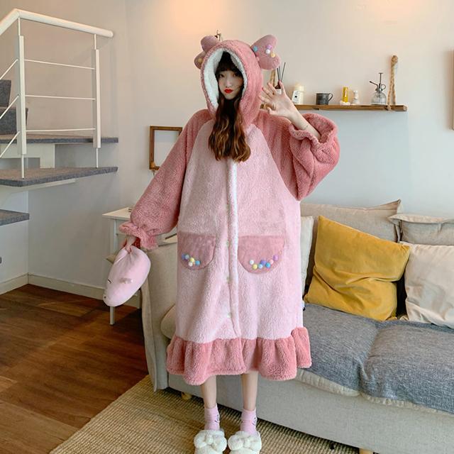 パジャマ もこもこ モコモコルームウェア パーカー レディース かわいい ルームウェア 冬 もこもこワンピース 寝巻き 大人可愛い フードの通販はau Pay マーケット Prism One Au Pay マーケット店