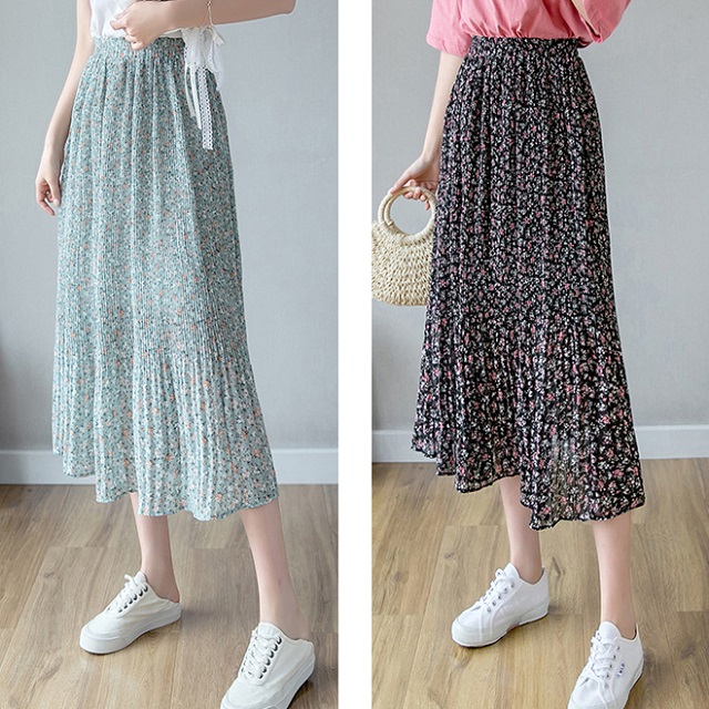 花柄 プリーツ ロングスカート レディース ロングスカート 柄 小花柄 ガーリー フェミニン ウエストゴム 旅行 黒 きれいめの通販はau Pay マーケット Prism One Au Pay マーケット店