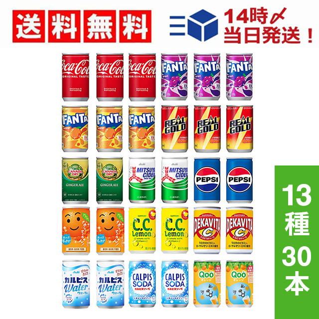 送料無料 】 炭酸飲料 缶ジュース ミニ缶 160ml 13種 A 計30本