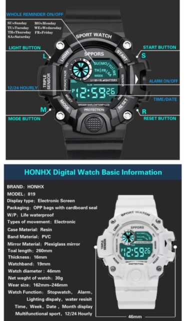 スポーツ腕時計　腕時計　時計　デジタル式  LED デジタル腕時計　デジタル