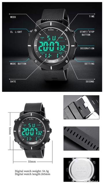 スポーツ腕時計 腕時計 Led デジタル腕時計 ミリタリー スポーツウォッチ デジタルウォッチ メンズ レディース 日常 防水 ブラックの通販はau Pay マーケット T Nストアー