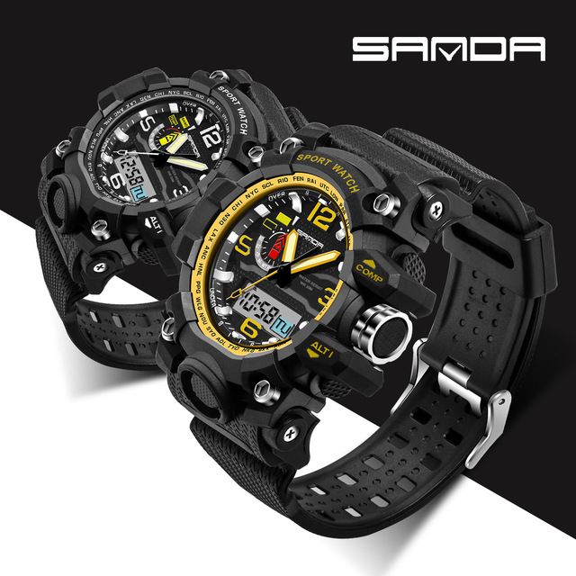 メンズ 腕時計 クォーツ 海外ブランド 選べる5色 デジタル時計 スポーツウォッチ Sanda Led ミリタリー 防水性 ゴールデンの通販はau Pay マーケット With Life