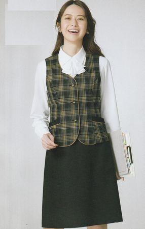 事務服 制服 レディースベストスーツ ベストセミフレアースカート上下セット チェック柄 ユニレディ 春夏秋冬の通販はau Pay マーケット 制服専門店 楠橋白衣