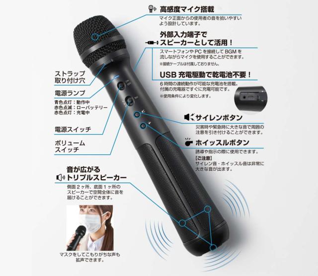 キングジム スピーカー付きマイク SPMC10 キングジム スピーカー付きマイク SPMC10-BK キングジム スピーカー