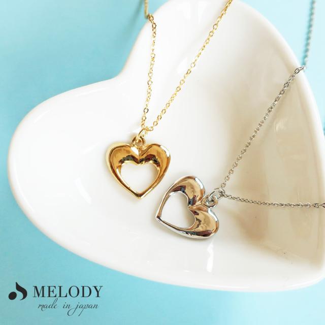 ネックレス 日本製 K18GP オープンハート ペンダント ハート キッズ  