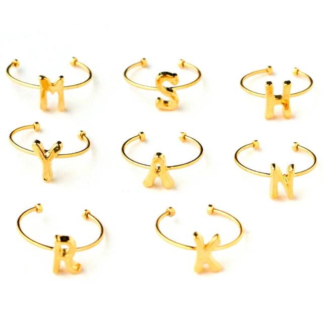 リング ニッケルフリー イニシャル 選べる ローマ字 ピンキーリング ゴールド イヤーカフ フリーサイズ 華奢 指輪 重ね付け 金属アレルギの通販はau Pay マーケット Melody Accessory