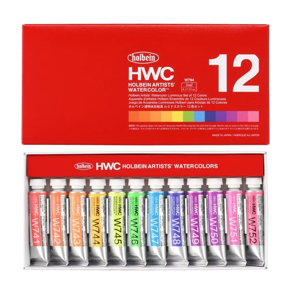 ホルベイン　透明水彩絵具 ルミナスカラーズ 5ml W794　12色セット
