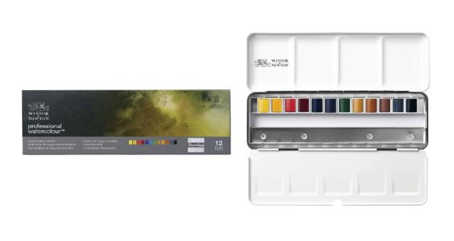 Winsor & Newton ウィンザー&ニュートン　水彩絵具 プロフェッショナル・ウォーターカラー カスタマイズトラベルメタルボックスセット ハーフパン 12色セット