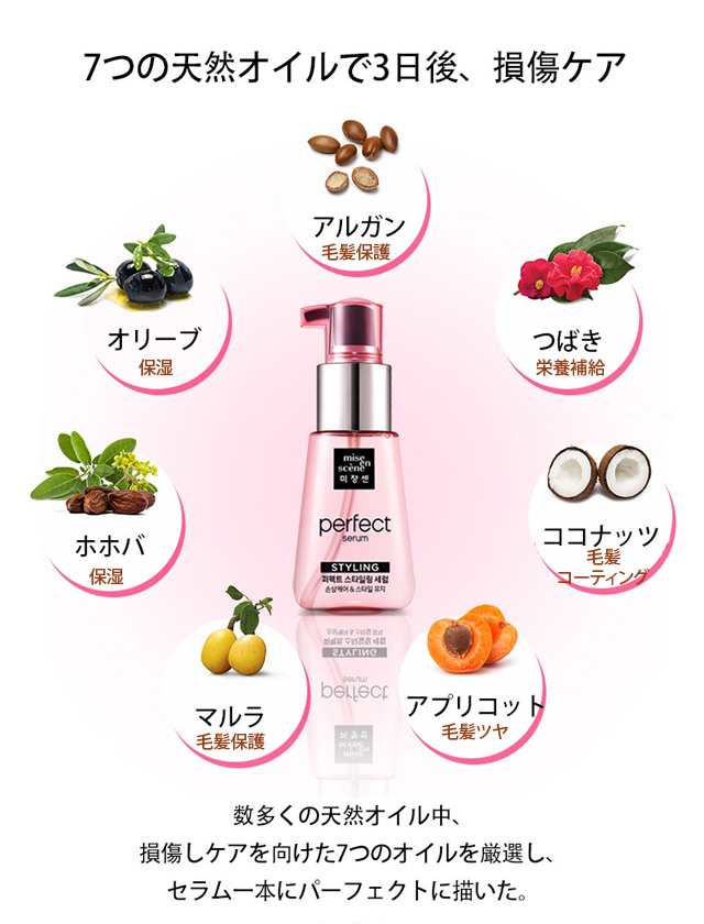 発送日の翌日配達 韓国コスメ ヘアケア Miseen Scene ミジャンセン セラム オイル 70ml トリートメント ヘアオイル ダメージケア  ローズの通販はau PAY マーケット - LUDIAPLUS