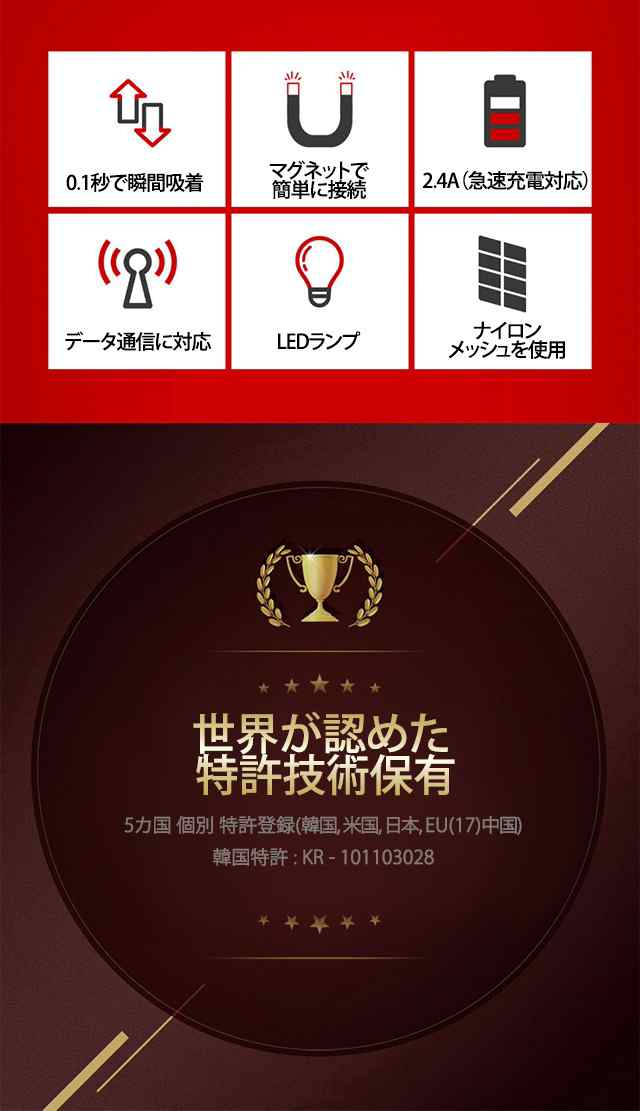 発送日の翌日配達 スマホ 充電器 USB ケーブル マグネット式 type c ケーブル 充電ケーブル iPhone 1m 磁急速充電ケーブル  マイクロUSB の通販はau PAY マーケット - LUDIAPLUS