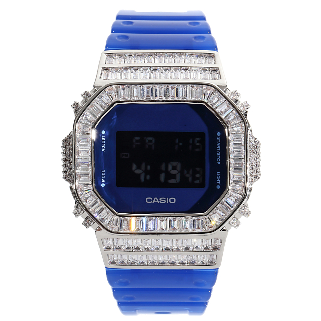 最適な価格 G-SHOCK バゲットCZカスタム DW5600 ホワイト CZダイヤ - 腕時計(デジタル)