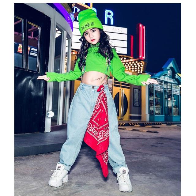 2点セット子供服 キッズ ダンス衣装 ヒップホップ ダンスウェア ダンス服 シャツ 袖あり デニムパンツ ジーンズ Hiphop おしゃれ Kids スの通販はau Pay マーケット ココ商店