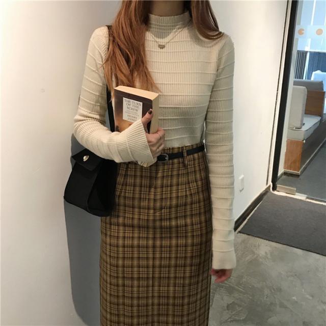 ベルト付きのマキシ丈スカート ハイウエスト チェック ペンシルスカート フロントスリット きれいめ 春 おでかけ の通販はau Pay マーケット ショップワラー