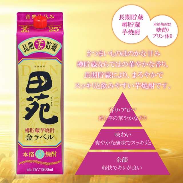 芋焼酎 田苑 芋 金ラベル パック 25度 1800ml 1.8L × 2ケース / 12本 焼酎 田苑酒造 お酒