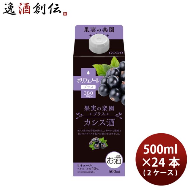 リキュール 果実の楽園プラス カシス酒 ポリフェノール 500ml× 2ケース / 24本 合同酒精 ギフト 新生活 入学祝い 卒業祝い 就職祝い 進学祝い