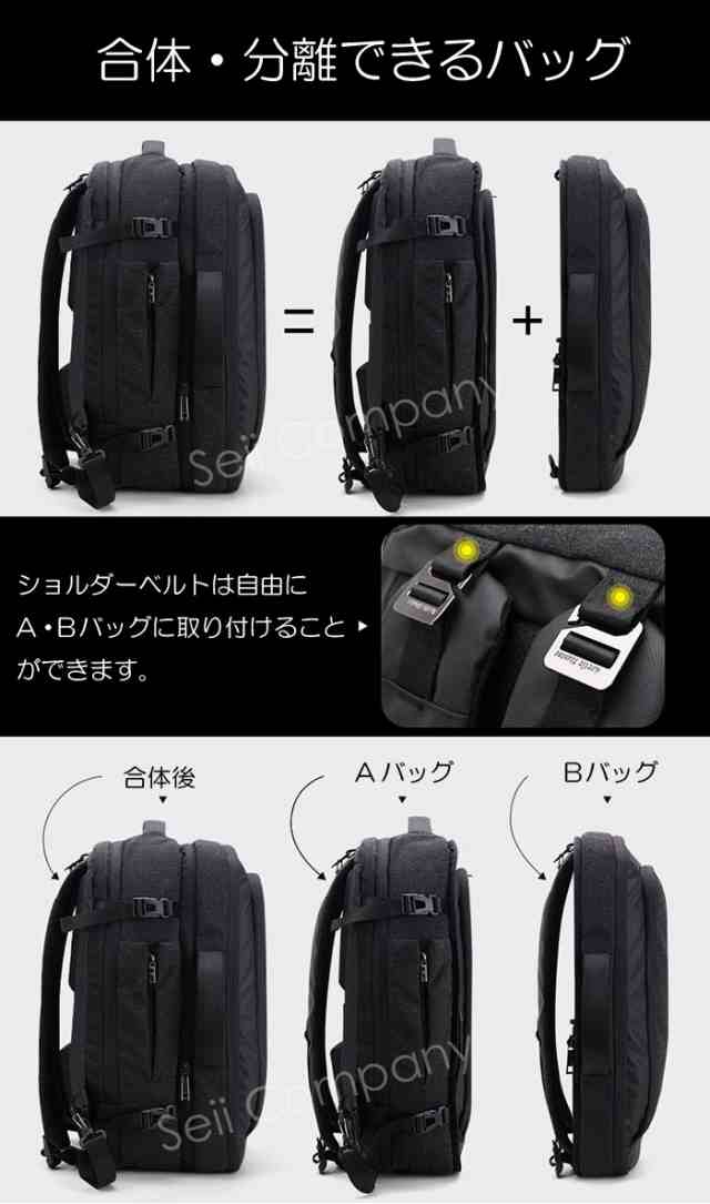 ビジネスバッグ 2way ビジネスリュック メンズバッグ 分離型 手提げ 大容量 撥水加工 出張 旅行 通勤通学 17型 送料無料の通販はau Pay マーケット Seii