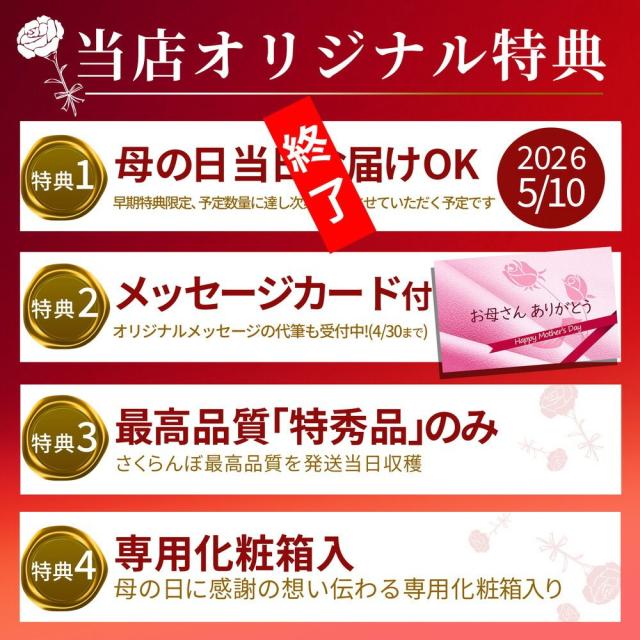 【母の日 ギフト まだ間に合う！】 さくらんぼ佐藤錦 500g 特秀 2L玉 鏡詰め 山形県産 産地直送 化粧箱入 プレゼント 手詰め メッセージカード ギフトカード 付 さくらんぼ 山形 大玉_2