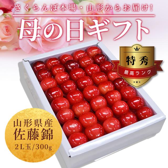 【母の日 ギフト まだ間に合う！】 さくらんぼ 佐藤錦 特秀 2L玉 鏡詰め 300g 山形県産 産地直送 化粧箱入 プレゼント 産地直送 手詰め メッセージカード_3