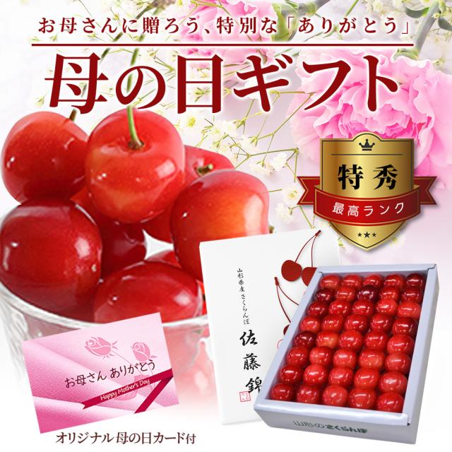 【母の日 ギフト まだ間に合う！】 さくらんぼ 佐藤錦 特秀 2L玉 鏡詰め 300g 山形県産 産地直送 化粧箱入 プレゼント 産地直送 手詰め メッセージカード_15