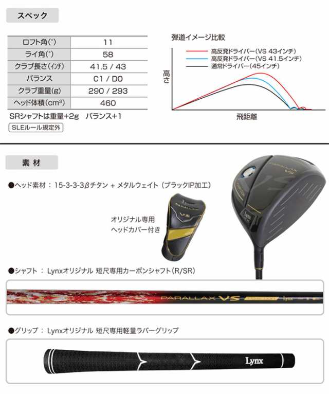 Lynx リンクス ゴルフ PARALLAX VS 超短尺ドライバー パララックス ...