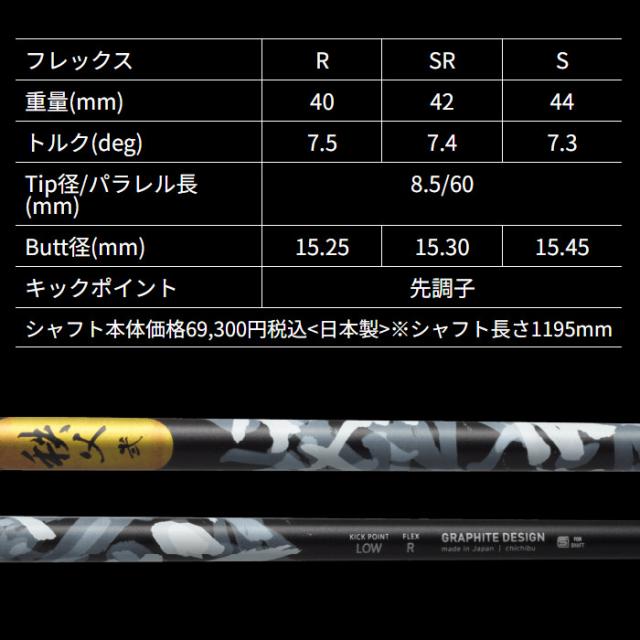 コブラ用OEMスリーブ付シャフト グラファイトデザイン chichibu2 秩父