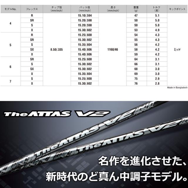 【数量限定】テーラーメイド用OEM対応スリーブ付シャフト USTマミヤ ジ・アッタス V2 ゴールド The ATTAS V2 GOLD Ver. 日本仕様_1