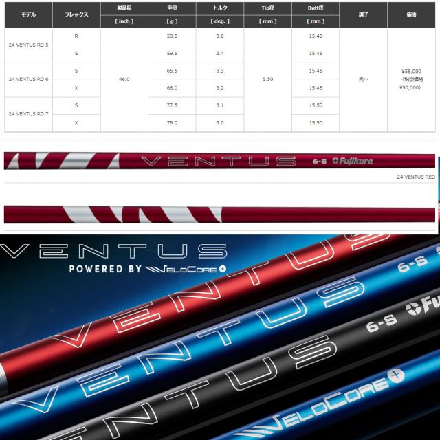 24ベンタス レッド テーラーメイド対応スリーブ付 6X 45.5インチ 24