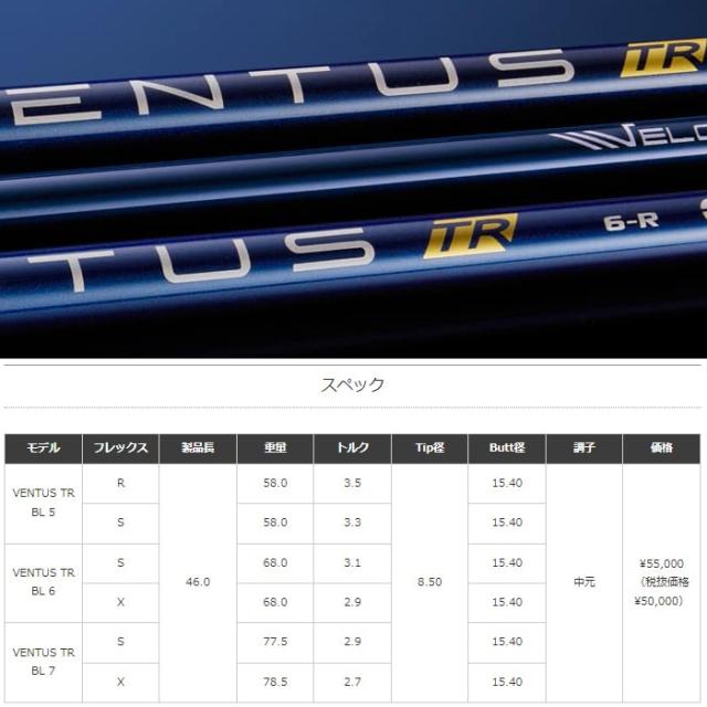 スリクソン スリーブ付きシャフト Fujikura フジクラ VENTUS TR BLUE