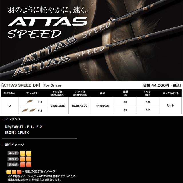 テーラーメイド用OEMスリーブ付シャフト USTマミヤ ATTAS SPEED Driver アッタススピード ドライバー 日本仕様_1