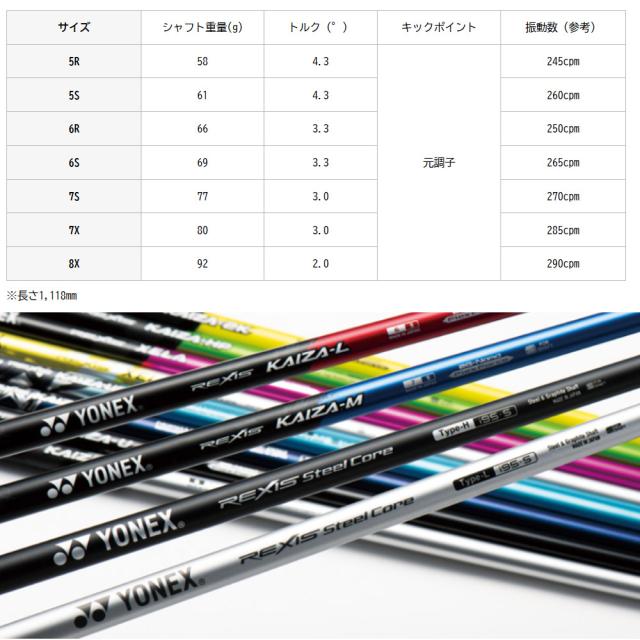 テーラーメイド用OEMスリーブ付シャフト YONEX REXIS KAIZA-F HP レクシス カイザ エフ エイチピー FW専用シャフト_1