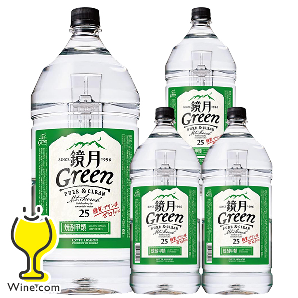送料無料 4Lペット サントリー 鏡月グリーン 25度 4000ml×1ケース/4本《004》『FSH』 韓国焼酎 甲類 9,309円
