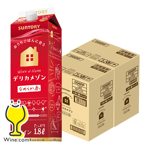 送料無料 サントリー デリカメゾン なめらか赤 1.8L 1800mlパック×2ケース/12本(012)『FSH』
