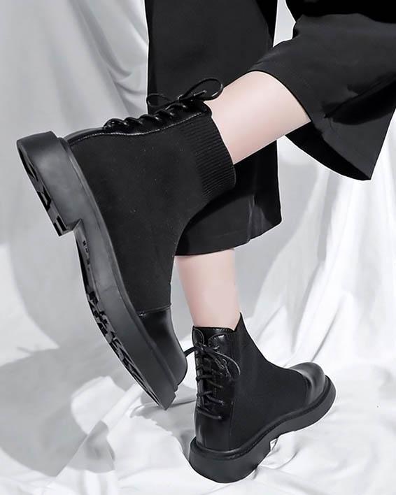 送料無料 6サイズ レースアップ レースアップブーツ ショートブーツ レディース 靴 ブーティ ソックスブーツ ワークブーツ 厚底 ロの通販はau Pay マーケット Angelcloset Au Pay マーケット店