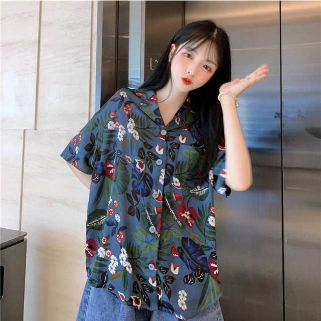 アロハシャツ レディース 夏 シャツ ブラウス ハワイシャツ アロハ ボタニカル 日焼け止め服 五分袖 花柄 プリント 薄手 ゆったり  ビーチの通販はau PAY マーケット 美ハーバー au PAY マーケット－通販サイト