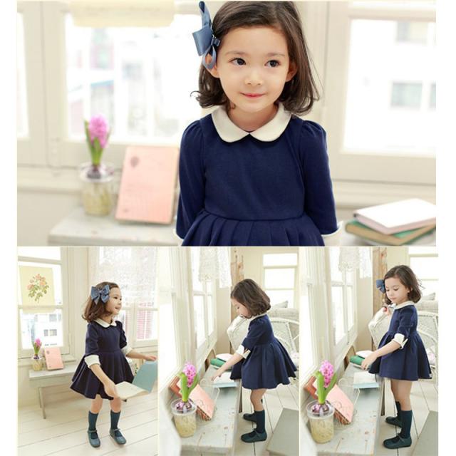 子供服 女の子 ワンピース パーティ 襟付き ワンピースドレス 入園式卒園式 入学式 韓国子供服 こどもドレス 紺色 面接の通販はau Pay マーケット 美ハーバー
