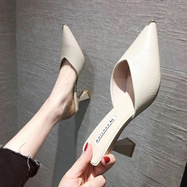 チャンキーヒール Vカッティング パンプス ハイヒール ミュール スリッパサンダル レディース かかとなし 疲れない 美脚 ヒール6cm 夏作の通販はau Pay マーケット 美ハーバー