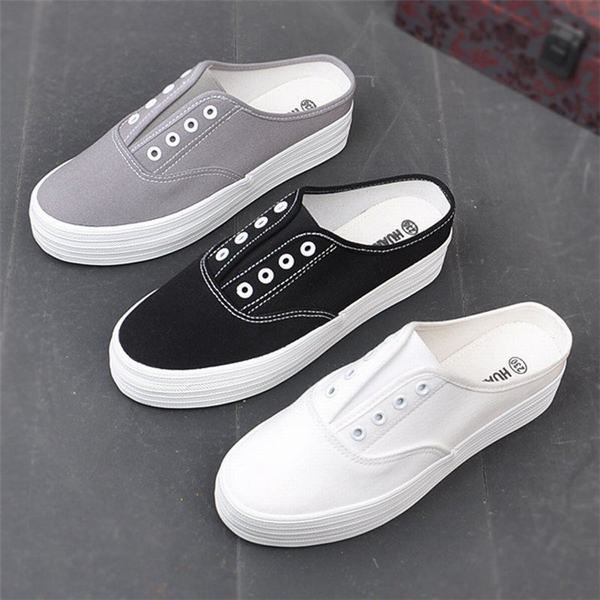 サンダル レディーススニーカー 厚底 履きやすい 婦人靴 かかとなし サボ 白 ヒールスニーカー キャンバス クロッグサンダル軽量の通販はau Pay マーケット エイトナイト